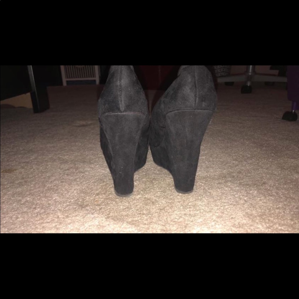 black suede wedges
